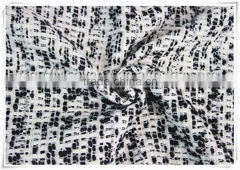 2016 M.seven Black/white thick tweed fabric, wool blend polyester fabric for casual and formal wear