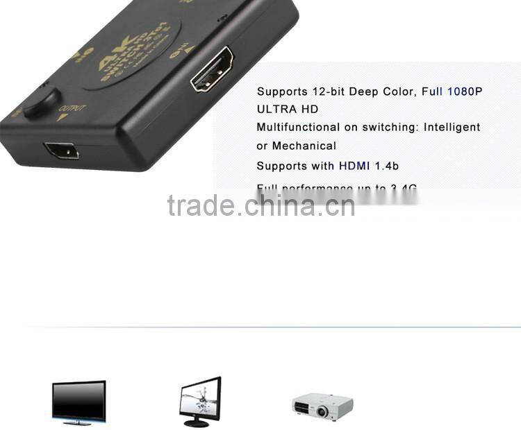 HD h dmi 4K splitter for TV DVD 3 to 1 switcher