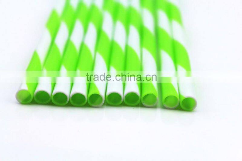 pp drinking straw with spiral green and white color