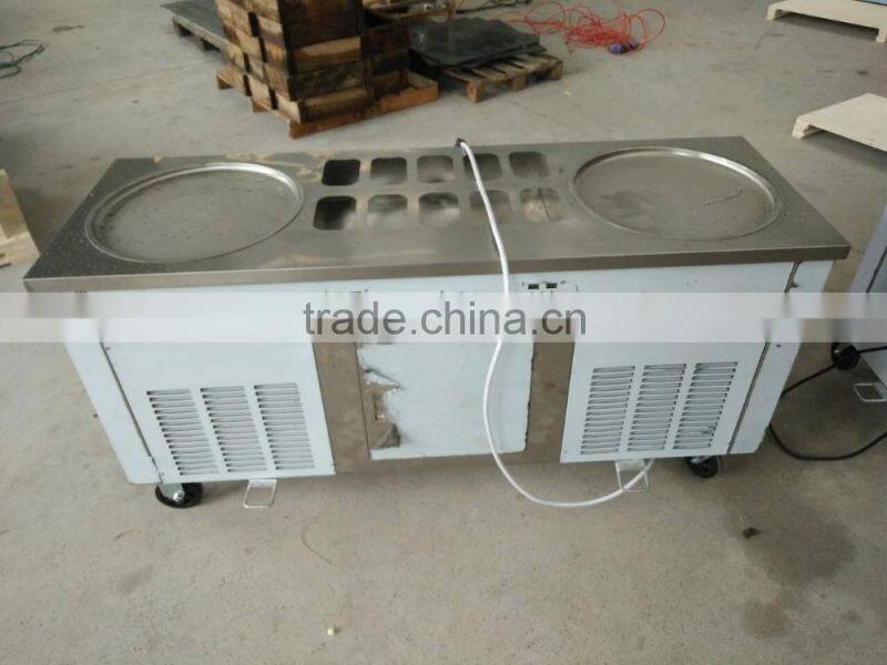 Factory supply 2+10 flat pan Thailand fried ice cream roll machine price