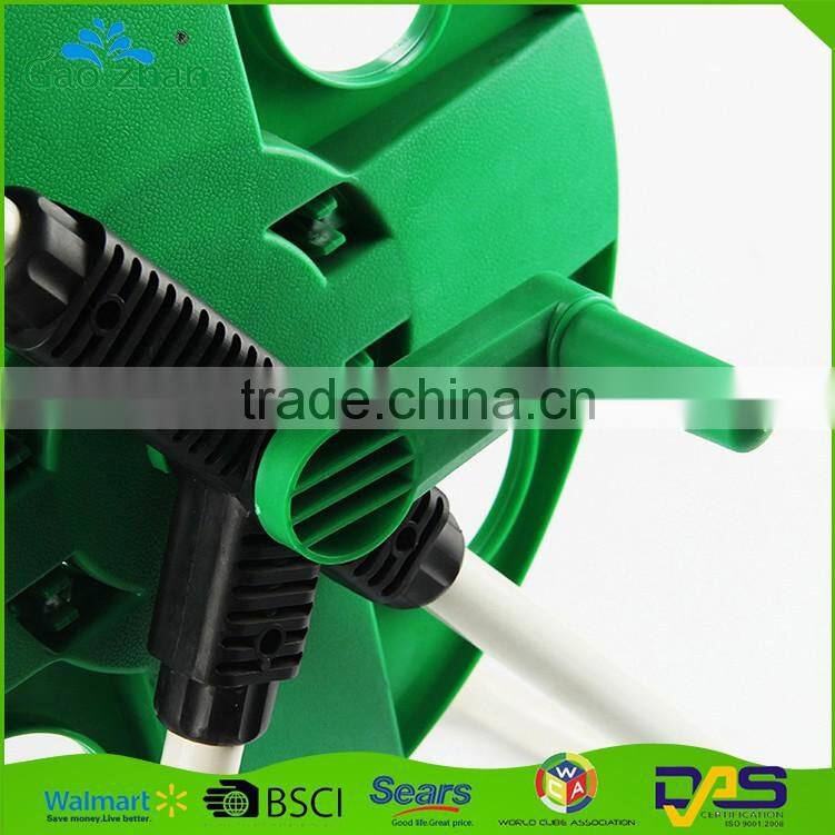 Retractable garden water hose reel cart with plastic plate,connector and handle
