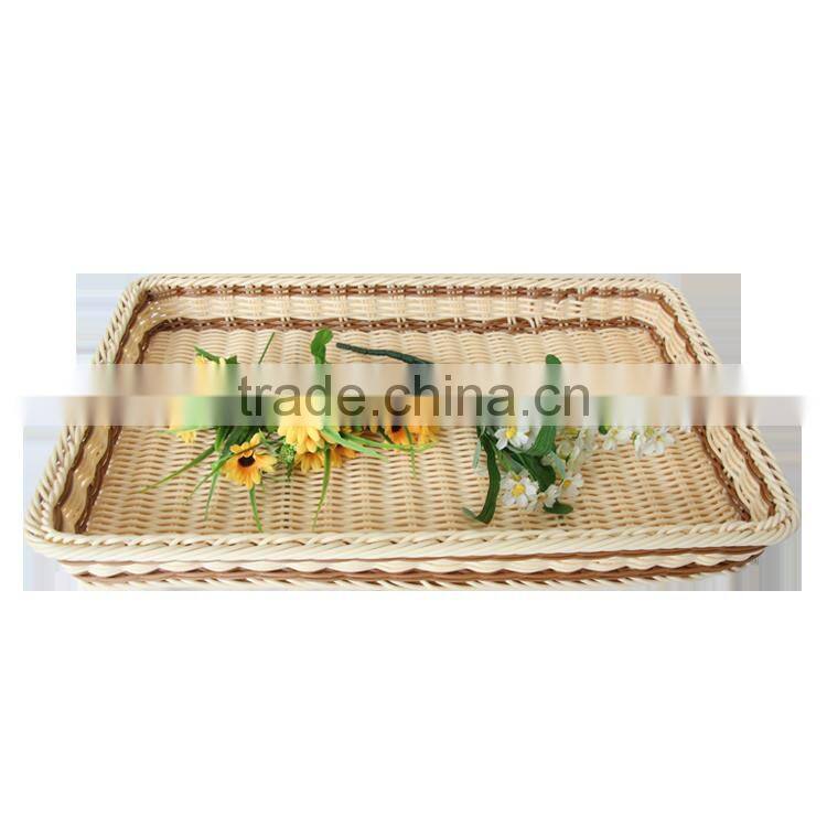 Supermarket equipment wicker plastic bread tray rattan fruit display basket