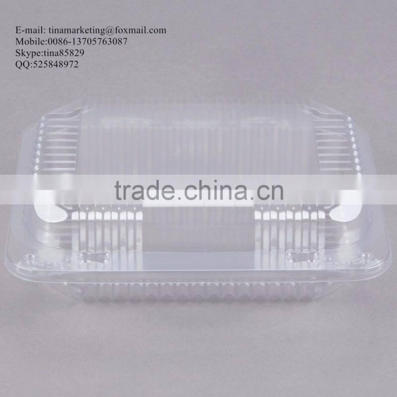 Durable OPS Clear Hinged Plastic Small Oblong Container/ Plastic Bakery Container/ Plastic Food Container for Take Out