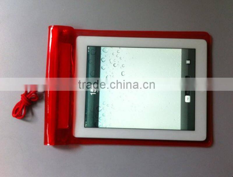 Eco-friendly waterproof plastic bag,PVC waterproof tablet bag with lanyard