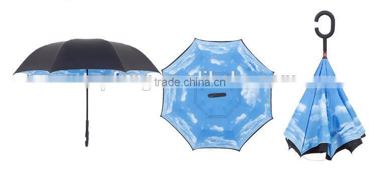Reverse umbrella C hook handle double layer reverse umbrella double layer umbrella