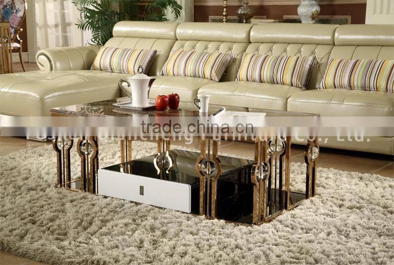 2017 rose golden stainless steel coffee table set