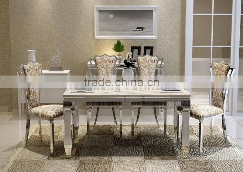 Latest Design Marble Stainless Steel Hot Pot Table