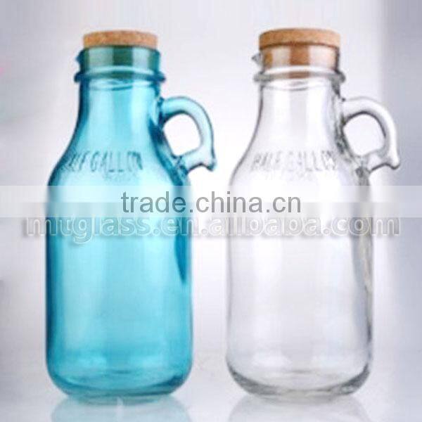 Giant colorful glass bottles for juice / milk cork stopper wholesale