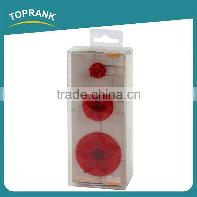 Toprank Promotional Gift LFGB Standard 3pcs Flower Shaped Cake Mold Plastic Cookie Cutter Fondant Plunger Cookie Cutter