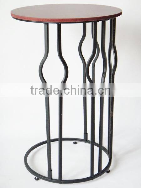 New Design Gramercy wood top Metal round coffee side table
