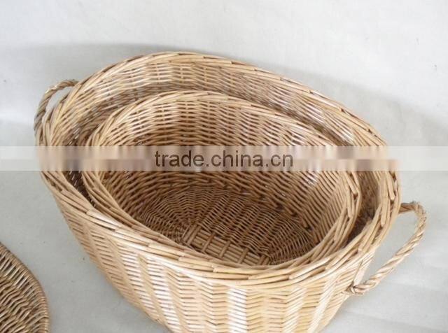 Handwoven storage lidded the wicker basket with handle