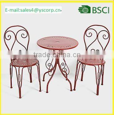 China Company Wholesale Cheap Outdoor Garden Patio Furniture Folding 3PC Table Chair Set Bistro Style Backyard Metal