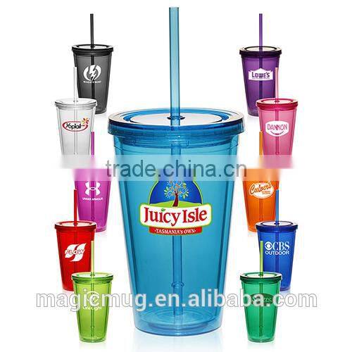 Clear Insulated plastic Tumbler With paper Inserts