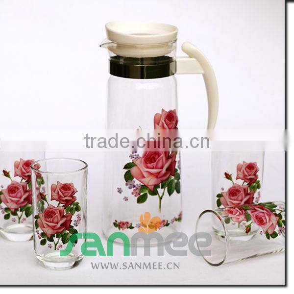 1L Heat Transfer Colorful Big Juice Gift Glass Water Sets