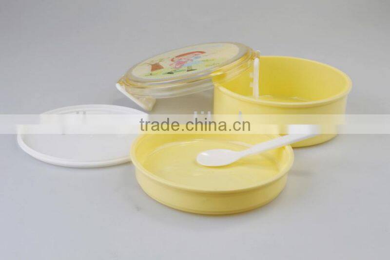 Round Double Layer Plastic Korean Lunch Box