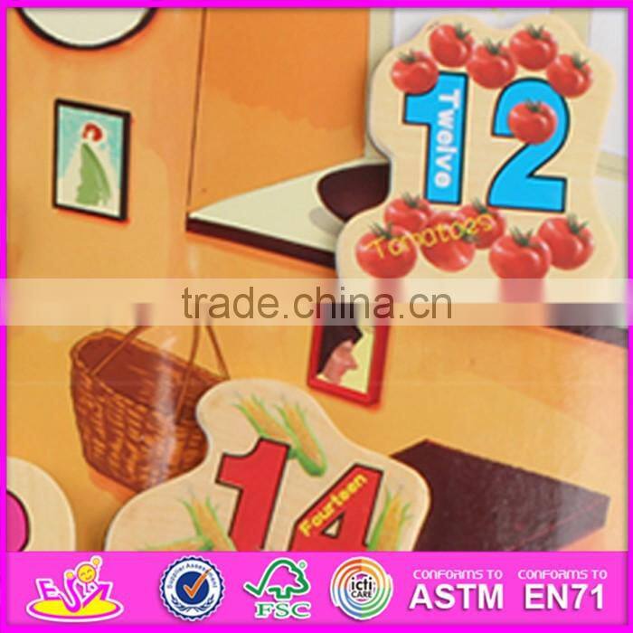 2016 new design 23 pieces educational toy wooden magnetic puzzles for toddlers W14J002