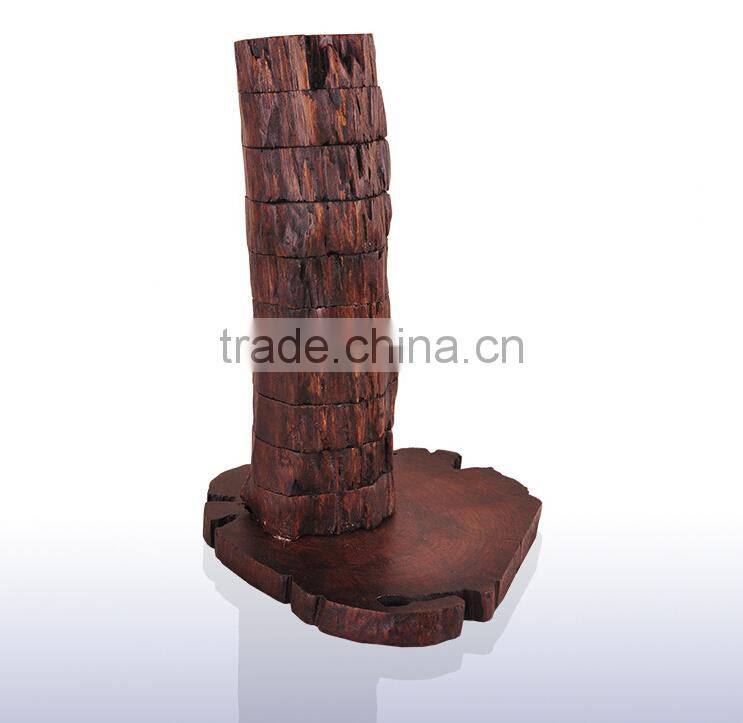 Handmade wood decoration vintage home decoration romantic solid wood candle holder for gift