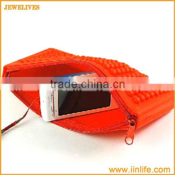 Rubber Silicone Pouch Purse Wallet Glasses Cellphone Cosmetic Coin Bag Case