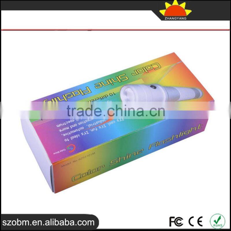 Wholesale FL-LT3WFD 3W Multicolor Changing LED Flashlight Torch with Fift box