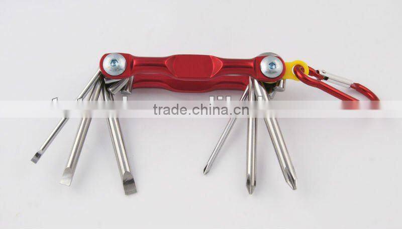 2014 new Stock pocket mini multi aluminium oxide promotion bike keychain tools 605-6
