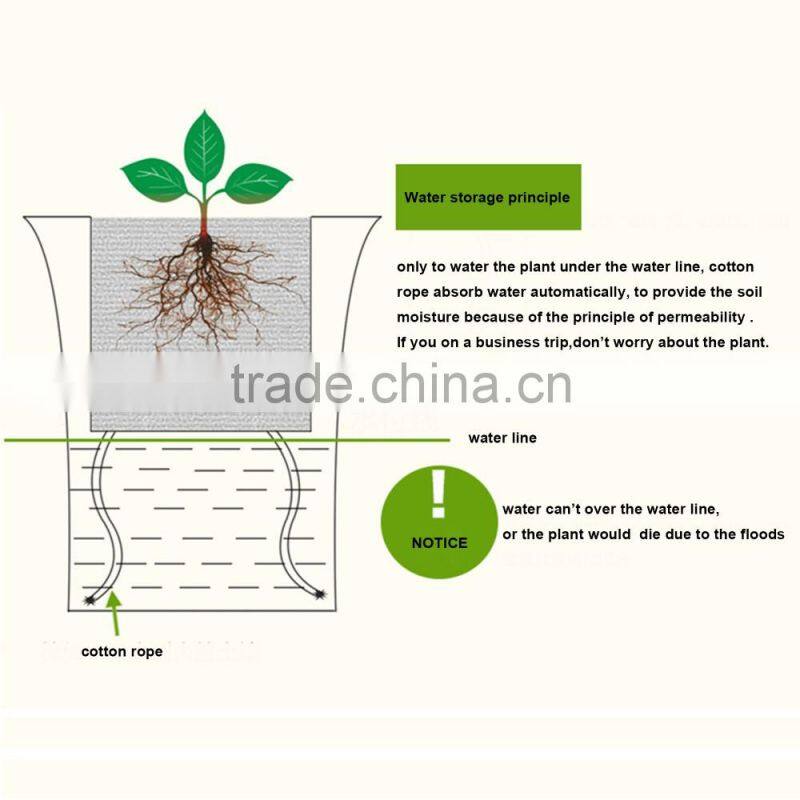 Decorative plastic self watering flower pot