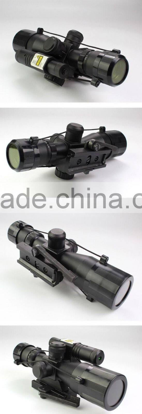 Compact 2.5-10X40 rifle scope red green Mil-Dot Reticle with side attached green laser sight scope with quick release mount