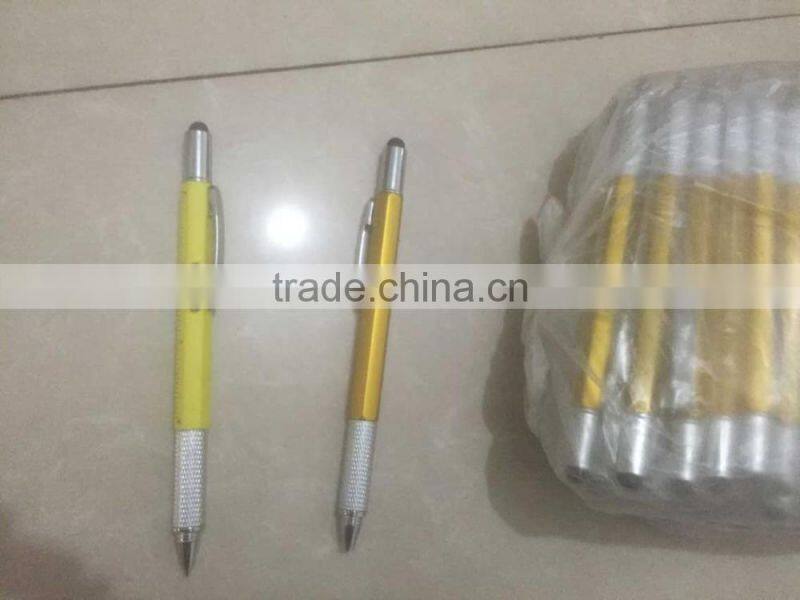 UCHOME 2017 Popular multi function 5 In 1 Gradienter touch stylus screwdriver ruler ballpoint multi tool pen