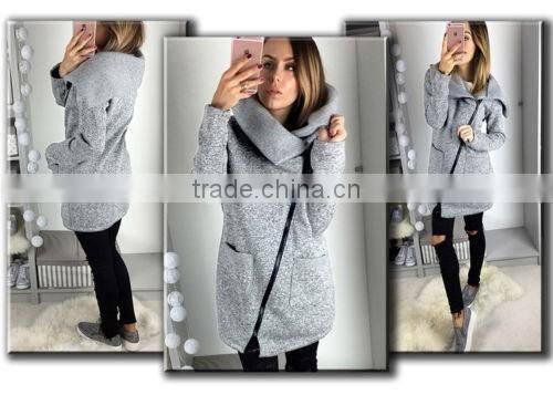 2017 Winter Big Lapel Zipper Fit New Womens Fashion Casual Warm Long Jacket Coat