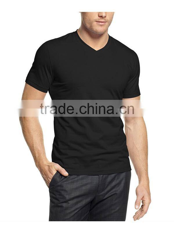 Wholesale Bulk Plain White Black Navy Blue V-Neck Crew Men Blank Custom Embroidery Printing T-Shirt Factory