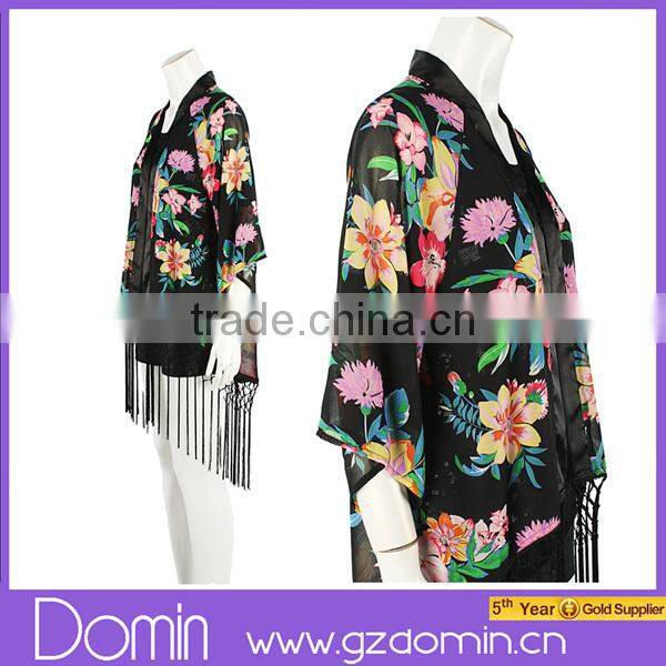 New Fahison Women Printed Kimono Jacket Ladies Cardigan Ladies Silk Kimono