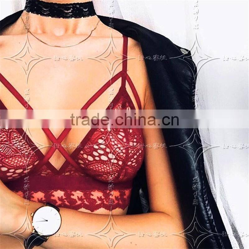 Sexy Lace net bra panty Soft Bra Push Up Deep V Straps Polka Dots Bralette beautiful bra sexy bra design latest fashion sexy bra