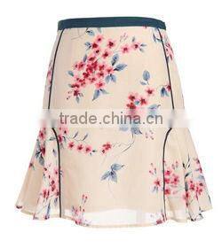 A-Line binding waist traditional chinese pattern print women short skirts