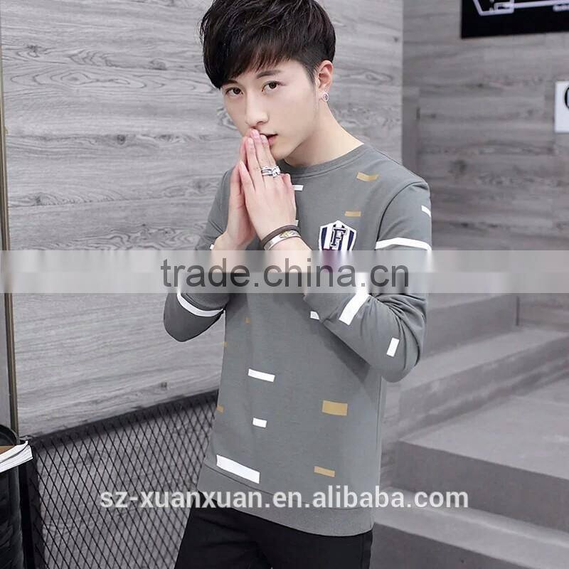 Men gender fashion o-neck long sleeve hoody with plain pattern