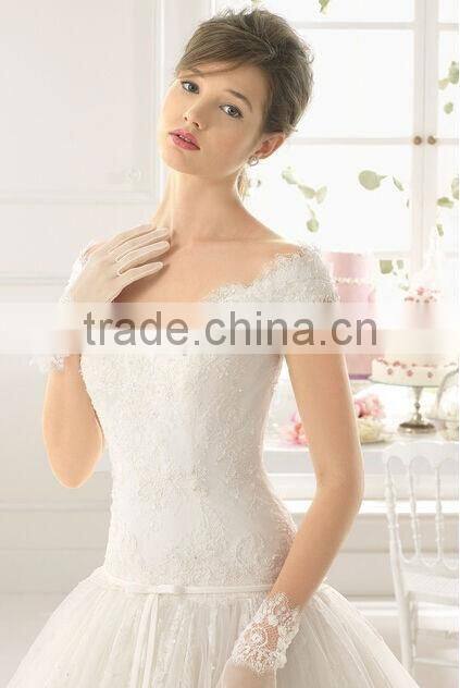 sexy cap sleeve lace ball gown wedding dress for mature bride