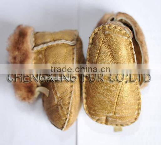 CX-SHOES-01 Genuine Sheared Sheep Leather Child Shoes