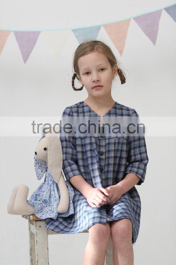 New style children clothes cotton long sleeve plaid wholesale classical fancy baby casual dress