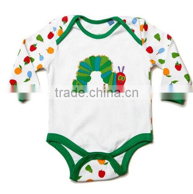 factory price high quality fruit printed long sleeves baby jumpsuit for cute little boys and girls rompers
