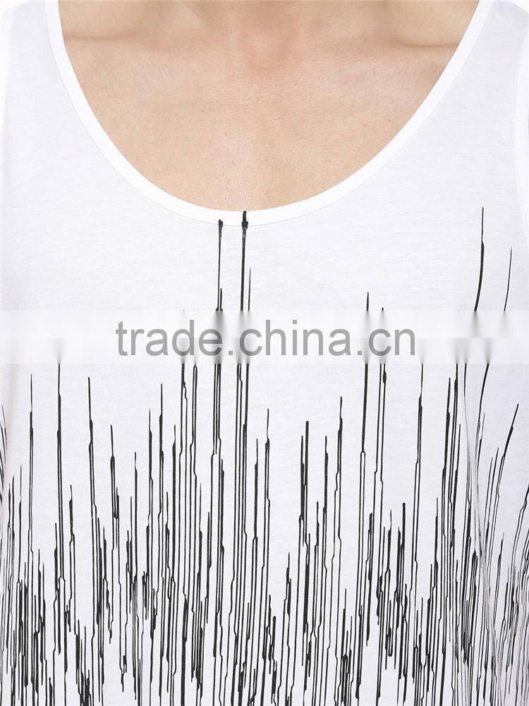 Fashion pulse print vest wholesale sleeveless hoodie stringer vest