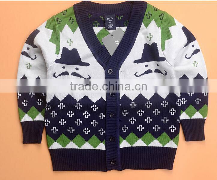 beard moustache button-down kids christmas knit sweater