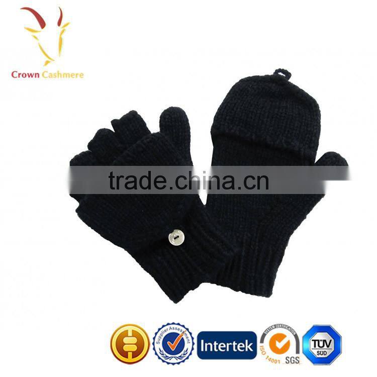 Custom Brown Fingerless Cashmere Mittens Gloves