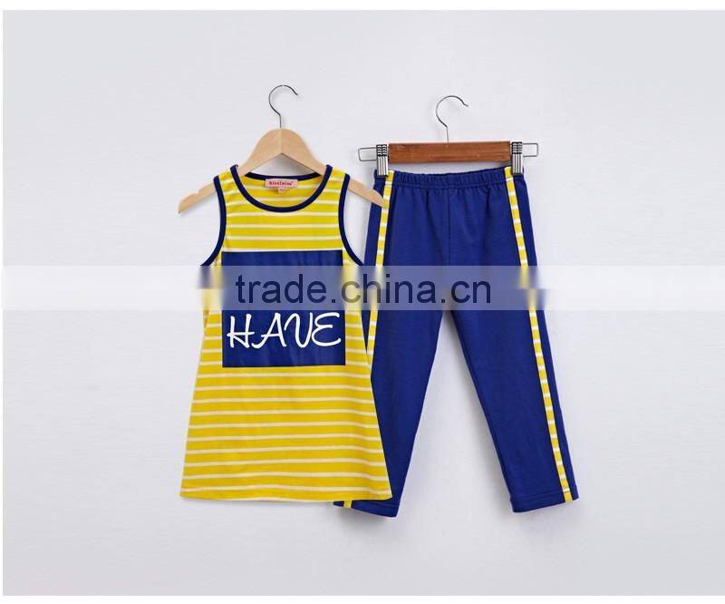 2016 wholesale leisure boutique customized stripe children clothing sets for summer