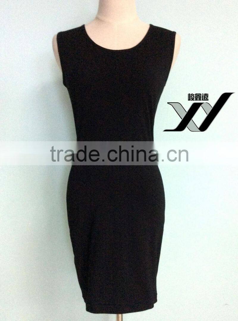 cheapsale china supplier summer ladies solid black fancy casual fashion skinny dresses