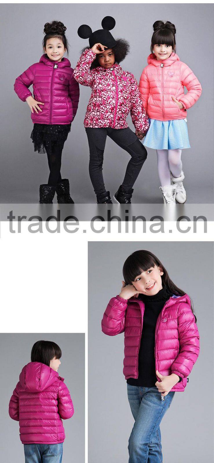 Cheap kids winter jacket custom down jacket with 100% breathable