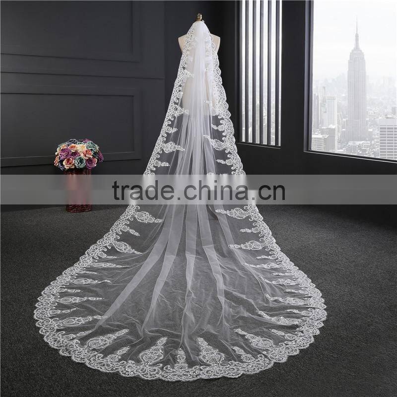 White Ivory Lace Cathedral Length Wedding Bridal Veil+Comb
