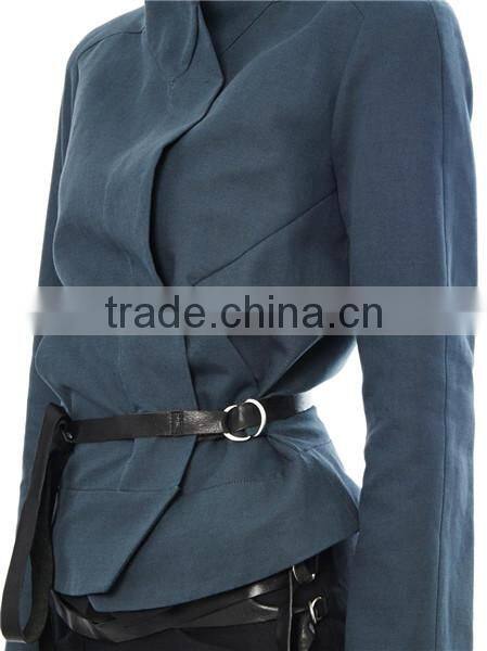 Winter Wear Short Slim Teal-blue Woman Coat/Jacket