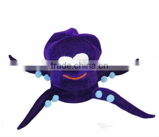 Hot sales Comb plush Cute purple octopus carnival hat,octopus party hats
