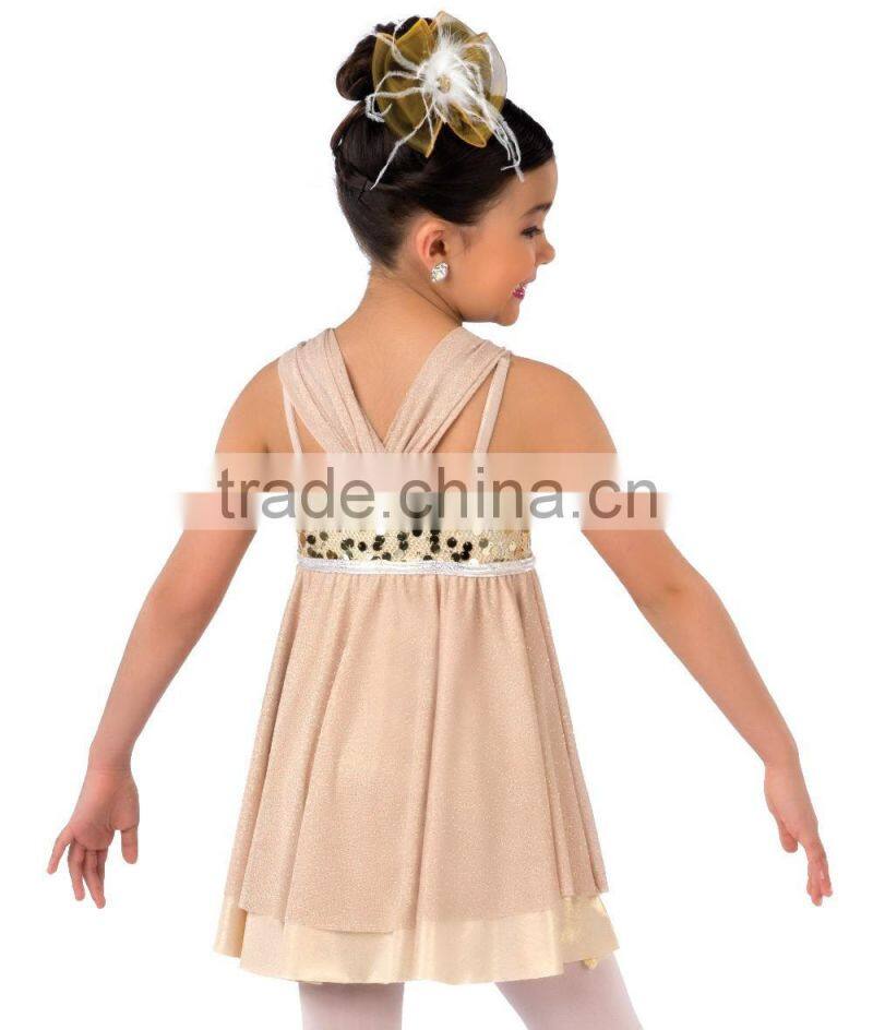 2016 - children plain gold beautiful white middle soft cheap dress