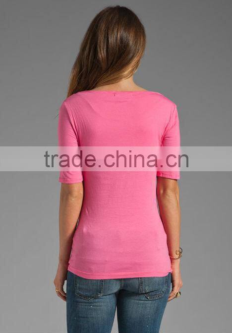 cotton spandex girls slim fit blank tops in pucker