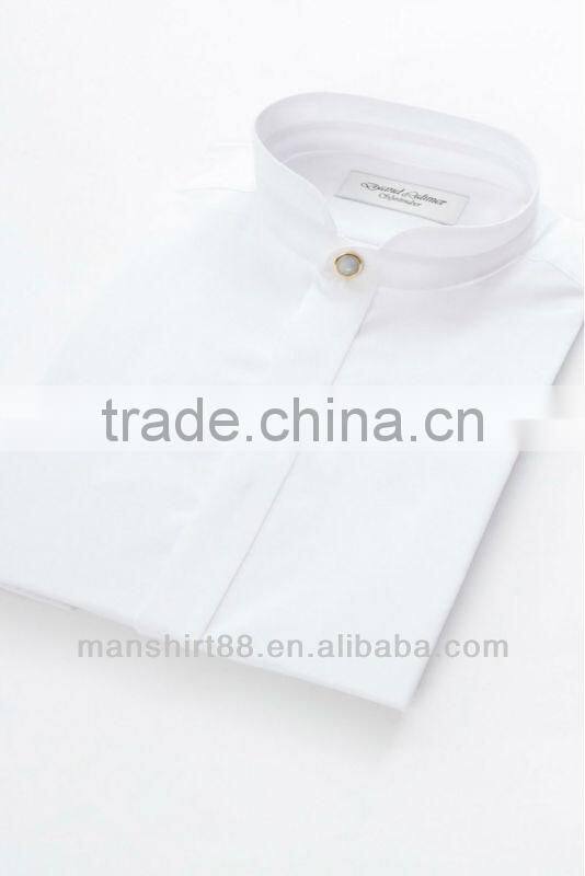 white mandarin collar band collar mao collar tuxedo shirt