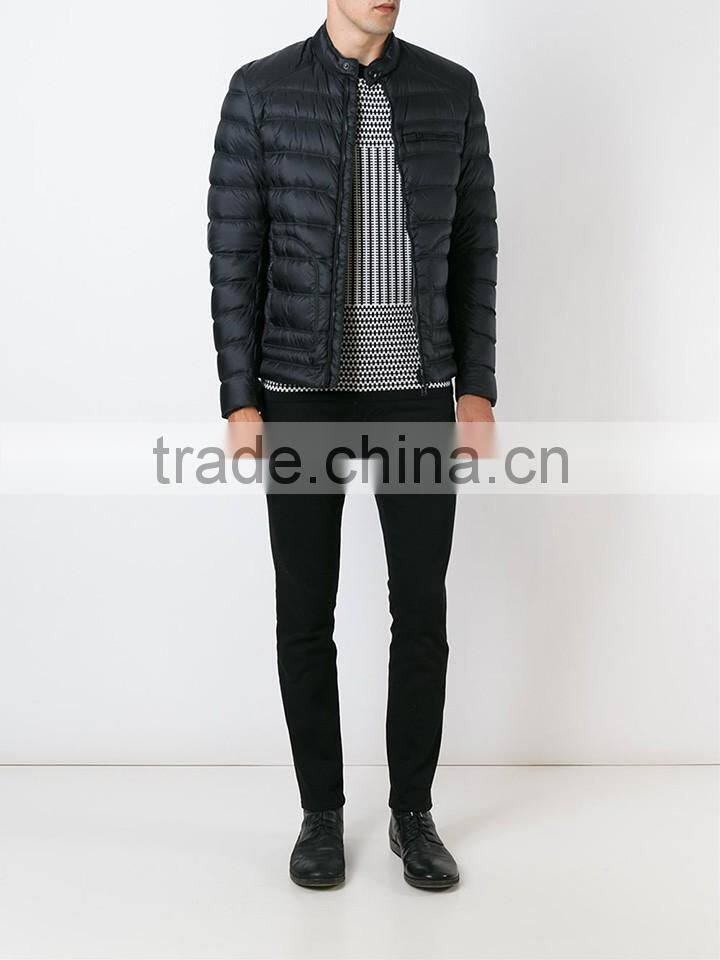 Wholesale High Quality Plain Dyed Dark Blue Down Feather Cotton Padded Coats Couples Winter Coats